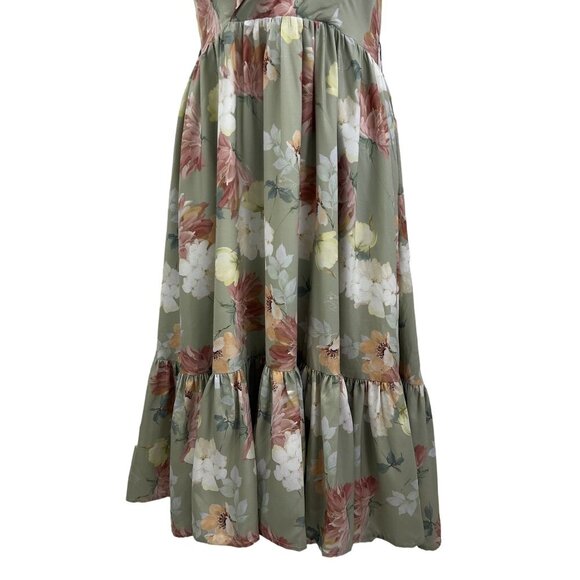 Forest Wardrobe NWT Womens M Floral Halter Midi Dress Ruffle Corset Back Retro - Picture 4 of 16
